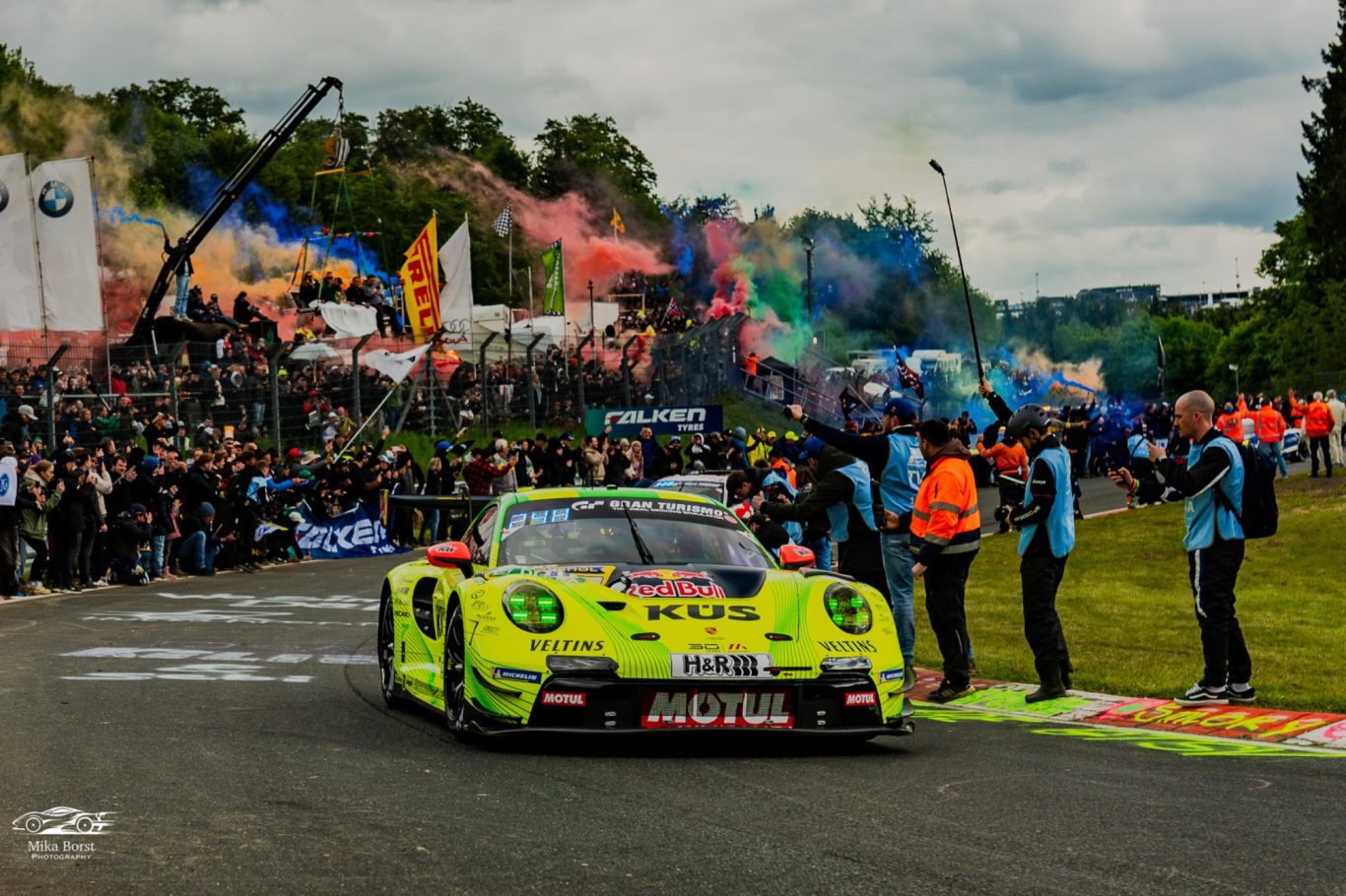 Grello Porsche during the Nurburgring 24h formation lap.